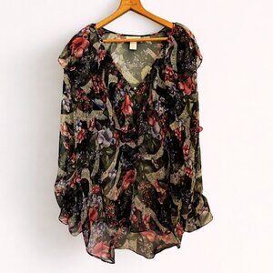 Victoria's Secret Vintage Gold Label Chiffon Blouse | Oversized Small | Sheer